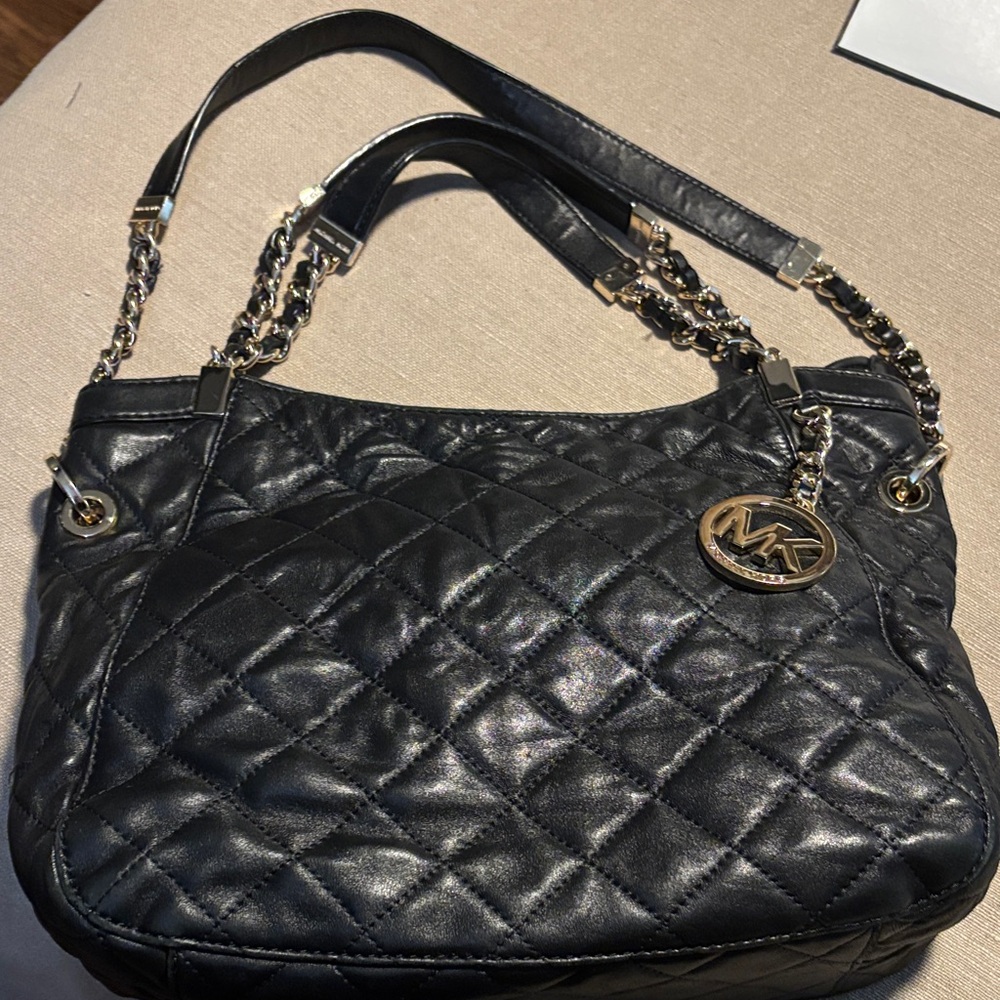 Michael Kors Black Quilted Chain Shoulder Bag